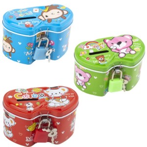 ÇİFT KALPLİ KİLİTLİ KUMBARA L-3